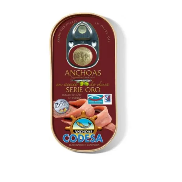 Lata de anchoas del Cantábrico en aceite de oliva Codesa Serie Oro