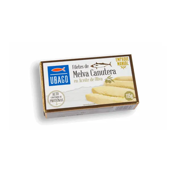 Lata de filetes de melva canutera en aceite de oliva marca Ubago