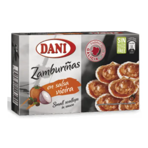 Lata de zamburiñas en salsa de vieira marca DANI