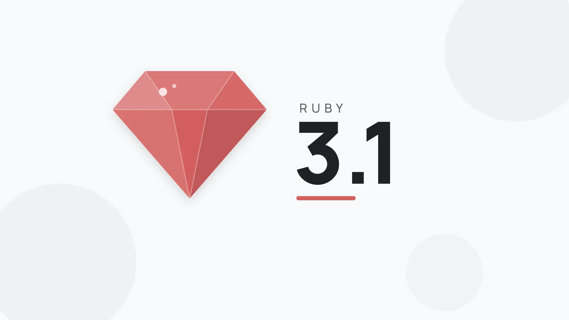 Gema facetada en rojo rubí junto al número de versión 3.1, portada de la serie de novedades de Ruby