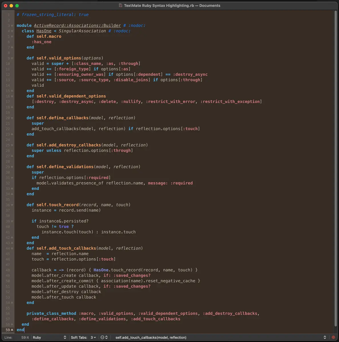 Editor mostrando código con resaltado de sintaxis
