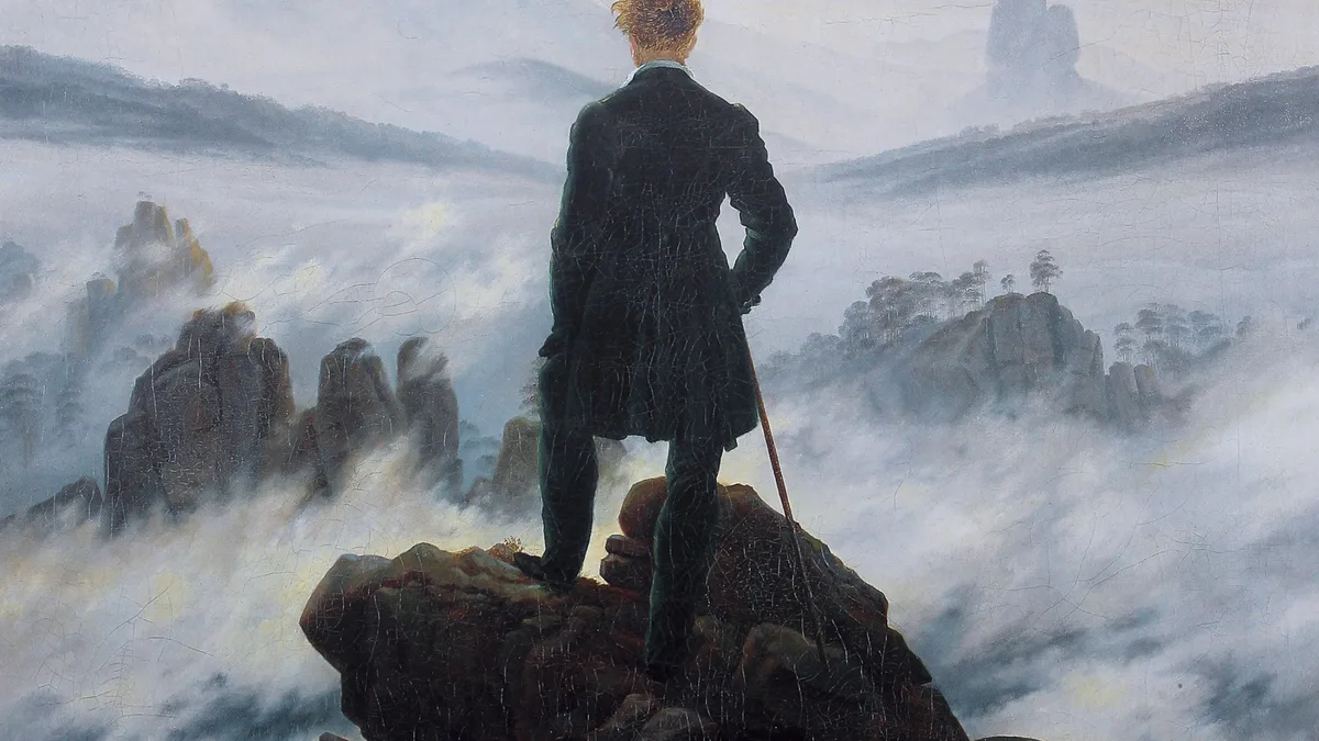 El caminante sobre el mar de nubes, pintura de Caspar David Friedrich